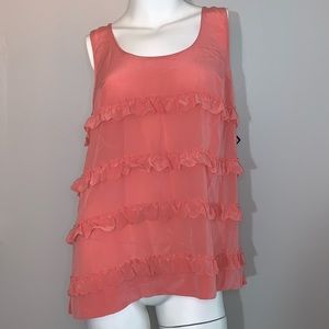 Halogen Sleeveless Silk Blouse Medium CORAL